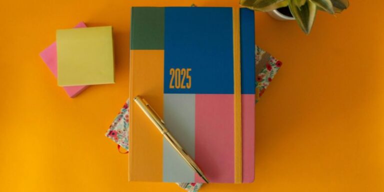 New Year Reset - Colorful 2025 Planner with Pen and Plant