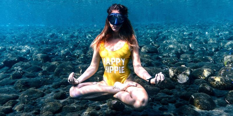 A Woman Meditating Underwater